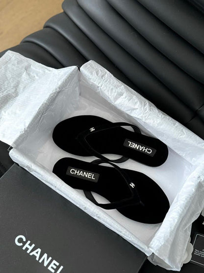 Velvet Minimal Thong Slides - women's shoes, detail view 8 | LUXIUM MARKET