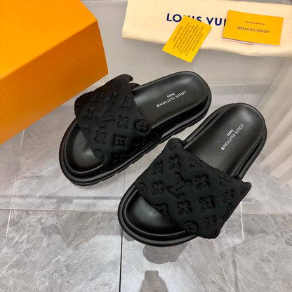 Midnight Embossed Comfort Slides - women's shoes | LUXIUM MARKET