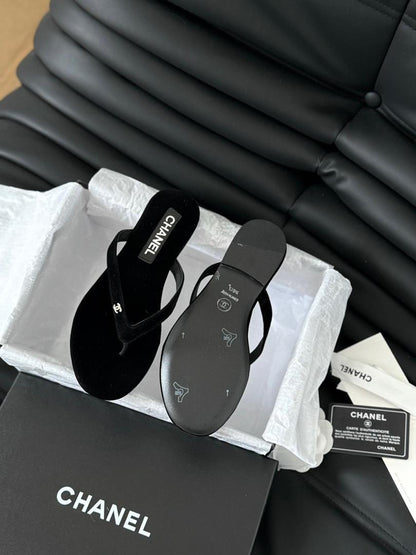 Velvet Minimal Thong Slides - women's shoes, detail view 3 | LUXIUM MARKET