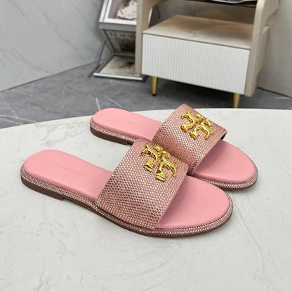 Blush Crystal Luxe Slides - women's shoes, detail view 2 | LUXIUM MARKET