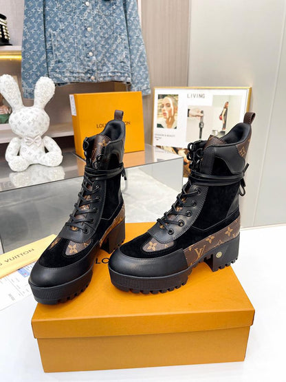 Premium Lace-Up Platform Combat Boots - women's shoes, detail view 3 | LUXIUM MARKET