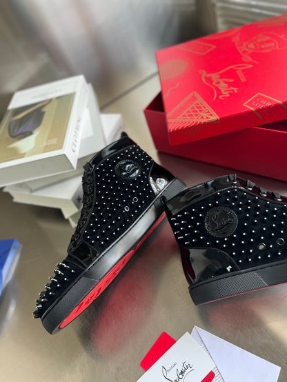 High-Top Black Diamond Studded Sneakers - men's shoes, detail view 9 | LUXIUM MARKET