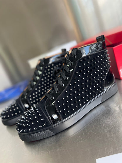 High-Top Black Diamond Studded Sneakers - men's shoes, detail view 8 | LUXIUM MARKET