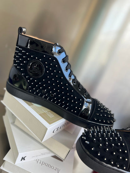 High-Top Black Diamond Studded Sneakers - men's shoes, detail view 6 | LUXIUM MARKET