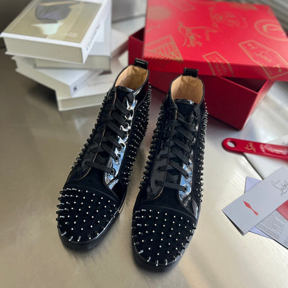 High-Top Black Diamond Studded Sneakers - men's shoes | LUXIUM MARKET