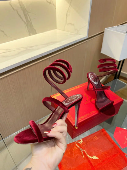 Velvet Snake Crystal Sandals - women's shoes, detail view 3 | LUXIUM MARKET
