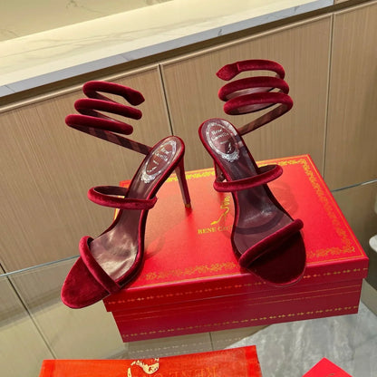 Velvet Snake Crystal Sandals - women's shoes | LUXIUM MARKET