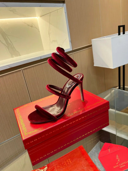 Velvet Snake Crystal Sandals - women's shoes, detail view 6 | LUXIUM MARKET