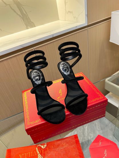 Velvet Snake Crystal Sandals - women's shoes, detail view 7 | LUXIUM MARKET