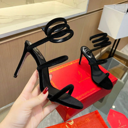 Velvet Snake Crystal Sandals - women's shoes | LUXIUM MARKET
