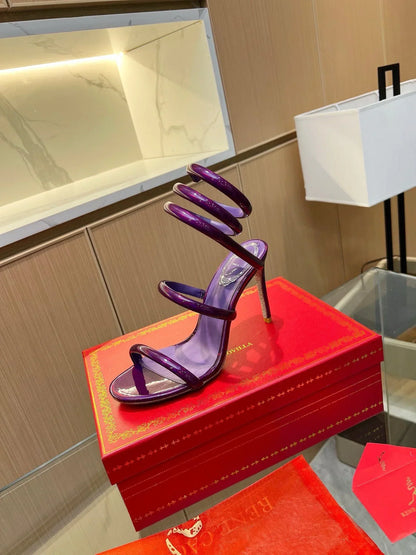 Velvet Snake Crystal Sandals - women's shoes, detail view 5 | LUXIUM MARKET