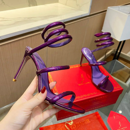 Velvet Snake Crystal Sandals - women's shoes | LUXIUM MARKET