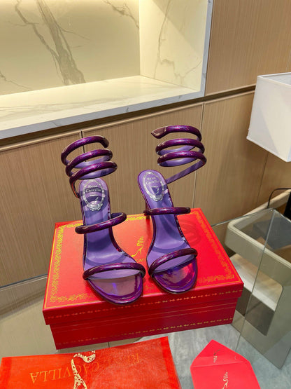 Velvet Snake Crystal Sandals - women's shoes, detail view 8 | LUXIUM MARKET