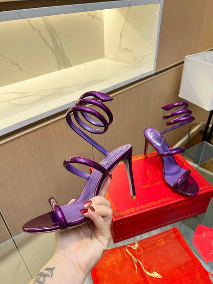 Velvet Snake Crystal Sandals - women's shoes, detail view 4 | LUXIUM MARKET