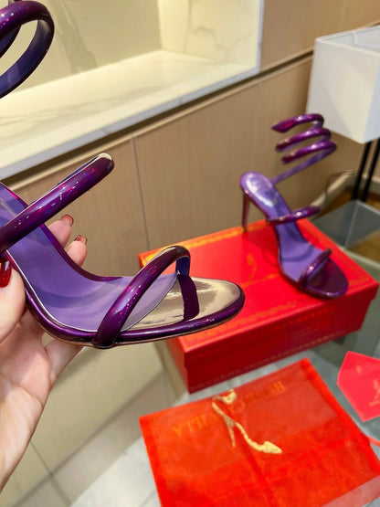 Velvet Snake Crystal Sandals - women's shoes, detail view 2 | LUXIUM MARKET