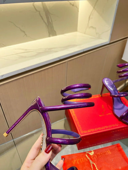 Velvet Snake Crystal Sandals - women's shoes, detail view 3 | LUXIUM MARKET