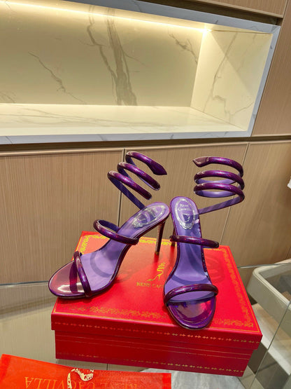 Velvet Snake Crystal Sandals - women's shoes, detail view 6 | LUXIUM MARKET