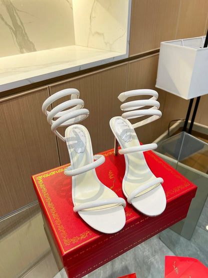 Velvet Snake Crystal Sandals - women's shoes, detail view 7 | LUXIUM MARKET