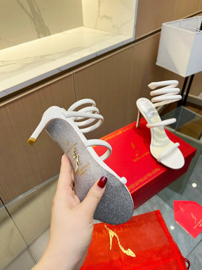 Velvet Snake Crystal Sandals - women's shoes, detail view 2 | LUXIUM MARKET