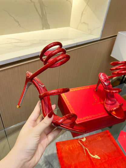 Velvet Snake Crystal Sandals - women's shoes, detail view 5 | LUXIUM MARKET