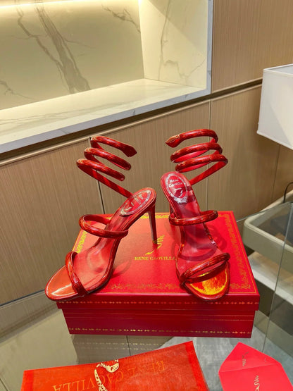 Velvet Snake Crystal Sandals - women's shoes, detail view 8 | LUXIUM MARKET