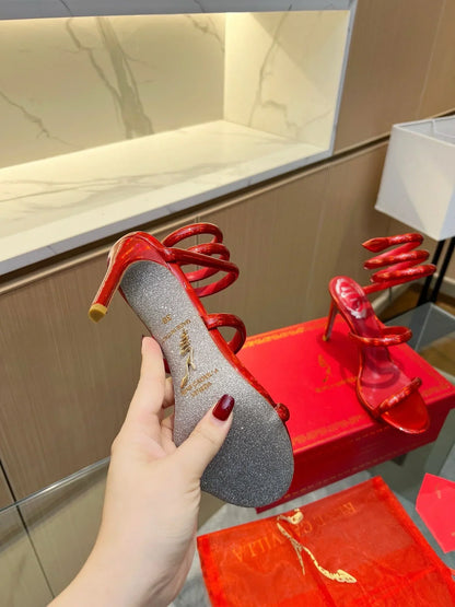 Velvet Snake Crystal Sandals - women's shoes, detail view 2 | LUXIUM MARKET