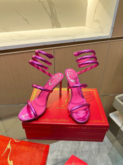 Velvet Snake Crystal Sandals - women's shoes, detail view 8 | LUXIUM MARKET