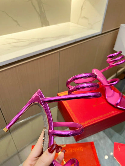 Velvet Snake Crystal Sandals - women's shoes, detail view 5 | LUXIUM MARKET