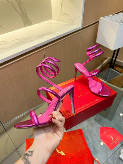 Velvet Snake Crystal Sandals - women's shoes, detail view 4 | LUXIUM MARKET