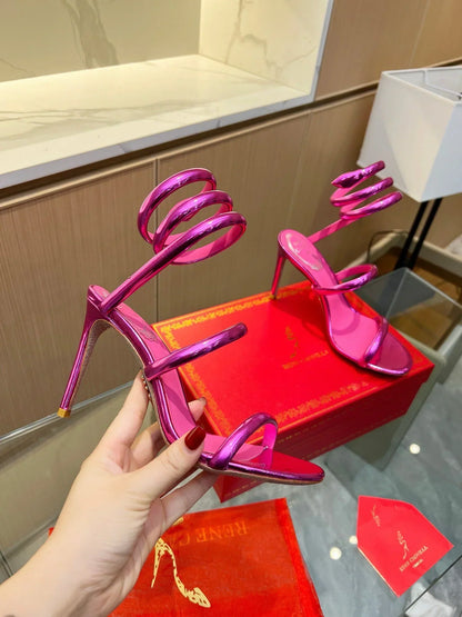 Velvet Snake Crystal Sandals - women's shoes, detail view 6 | LUXIUM MARKET