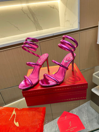 Velvet Snake Crystal Sandals - women's shoes, detail view 7 | LUXIUM MARKET