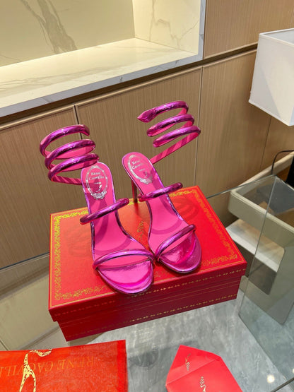 Velvet Snake Crystal Sandals - women's shoes, detail view 2 | LUXIUM MARKET