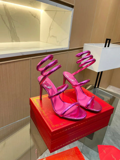 Velvet Snake Crystal Sandals - women's shoes, detail view 9 | LUXIUM MARKET