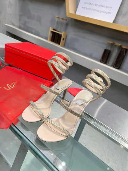 Silk Snake Crystal Sandals - women's shoes, detail view 7 | LUXIUM MARKET