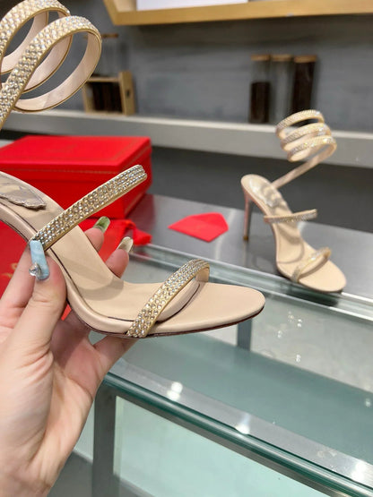 Silk Snake Crystal Sandals - women's shoes, detail view 8 | LUXIUM MARKET