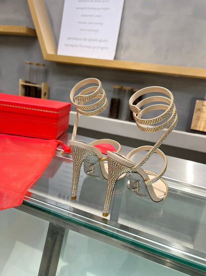 Silk Snake Crystal Sandals - women's shoes, detail view 3 | LUXIUM MARKET