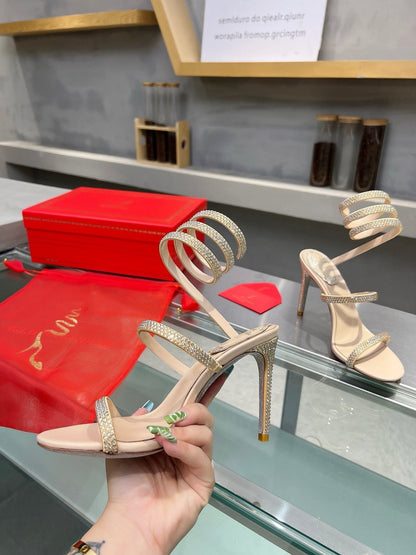Silk Snake Crystal Sandals - women's shoes, detail view 6 | LUXIUM MARKET
