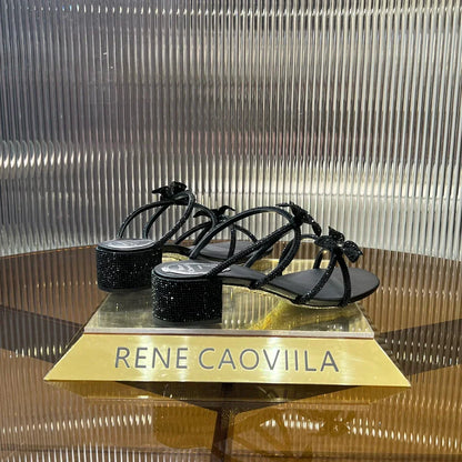 Lace Flower Crystal Sandals - women's shoes, detail view 8 | LUXIUM MARKET