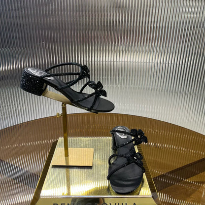 Lace Flower Crystal Sandals - women's shoes, detail view 4 | LUXIUM MARKET
