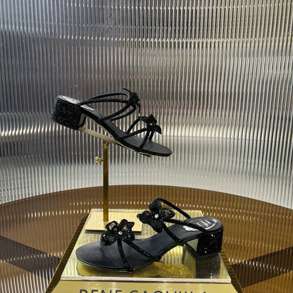 Lace Flower Crystal Sandals - women's shoes, detail view 6 | LUXIUM MARKET