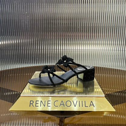 Lace Flower Crystal Sandals - women's shoes, detail view 7 | LUXIUM MARKET