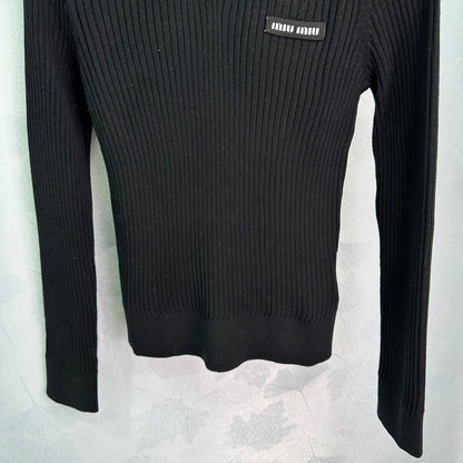 Ribbed High-Neck Wool Sweater - women's clothing, detail view 5 | LUXIUM MARKET