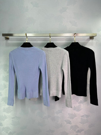 Ribbed High-Neck Wool Sweater - women's clothing, detail view 6 | LUXIUM MARKET