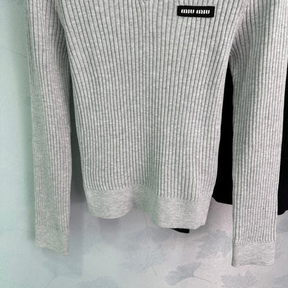 Ribbed High-Neck Wool Sweater - women's clothing, detail view 8 | LUXIUM MARKET