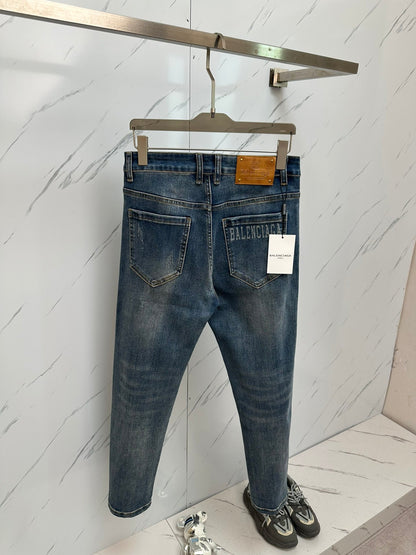 Men's Designer Washed Denim Jeans - men's clothing, detail view 2 | LUXIUM MARKET
