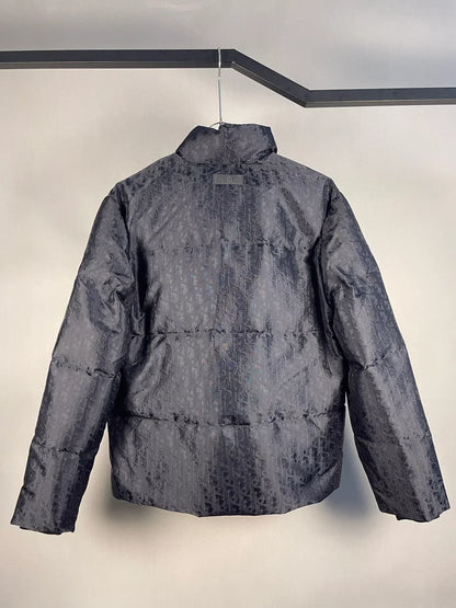 Black Jacquard Goose Down Jacket - clothing, detail view 4 | LUXIUM MARKET