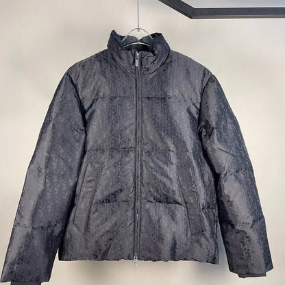 Black Jacquard Goose Down Jacket - clothing | LUXIUM MARKET