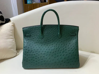 40 Ostrich Malachite With Gold Hardware Bag - women's bag, detail view 5 | LUXIUM MARKET