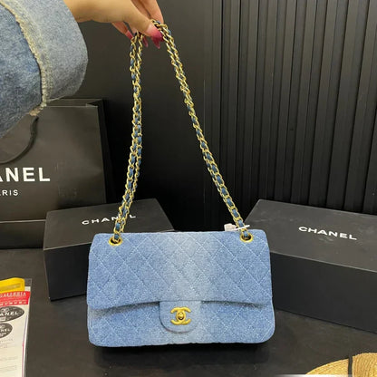Denim Chain Flap Bag - women's bag | LUXIUM MARKET