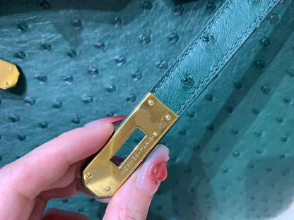 40 Ostrich Malachite With Gold Hardware Bag - women's bag, detail view 2 | LUXIUM MARKET